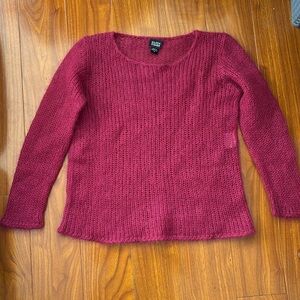 Eileen Fisher Red Pomegranate Mohair Open Knit Sweater